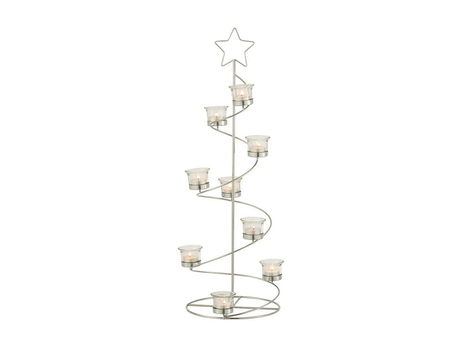 Photophore Design "Arbre Spirale" 70cm Argent