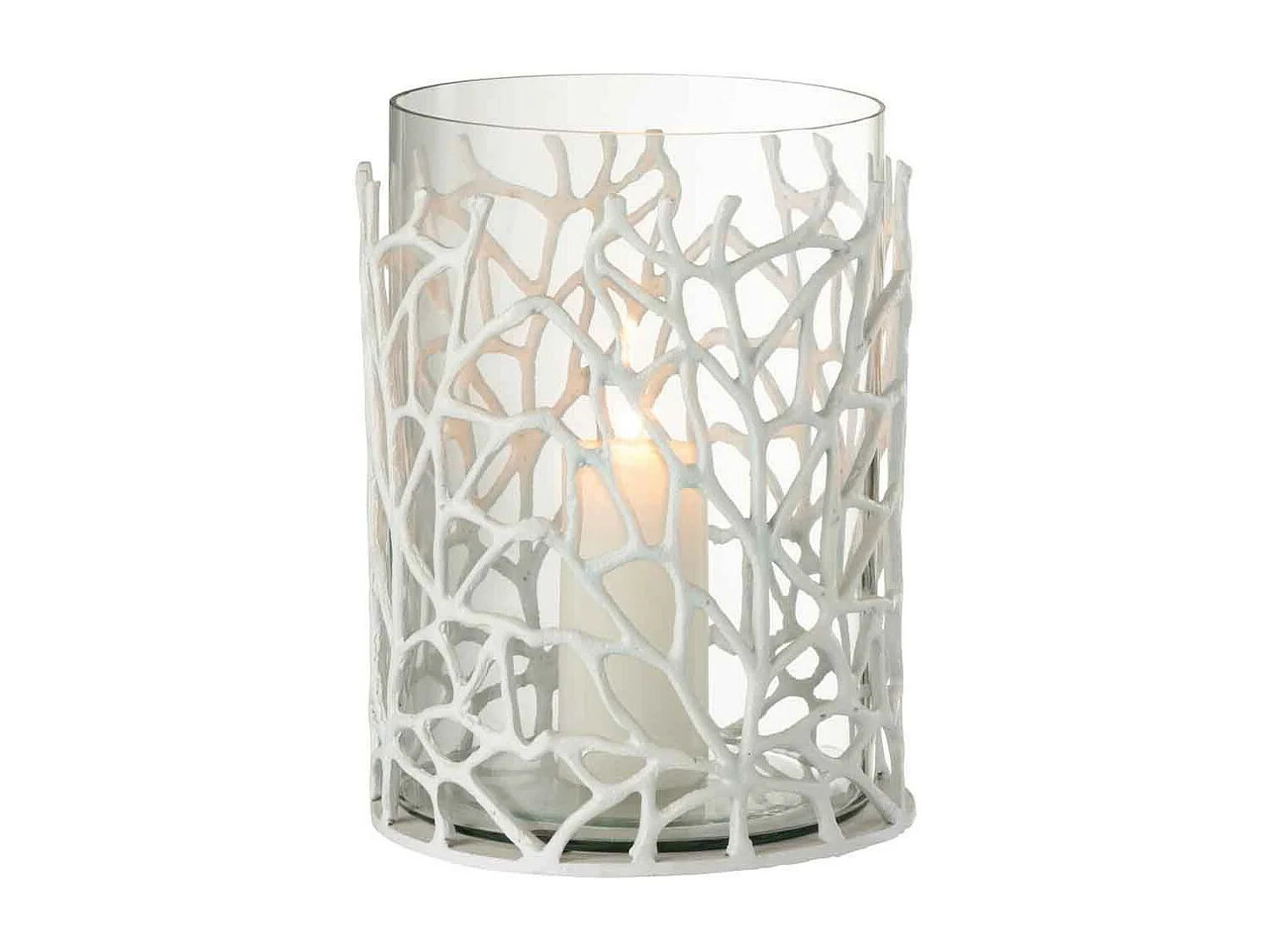 Photophore en Métal Design "Susura" 32cm Blanc