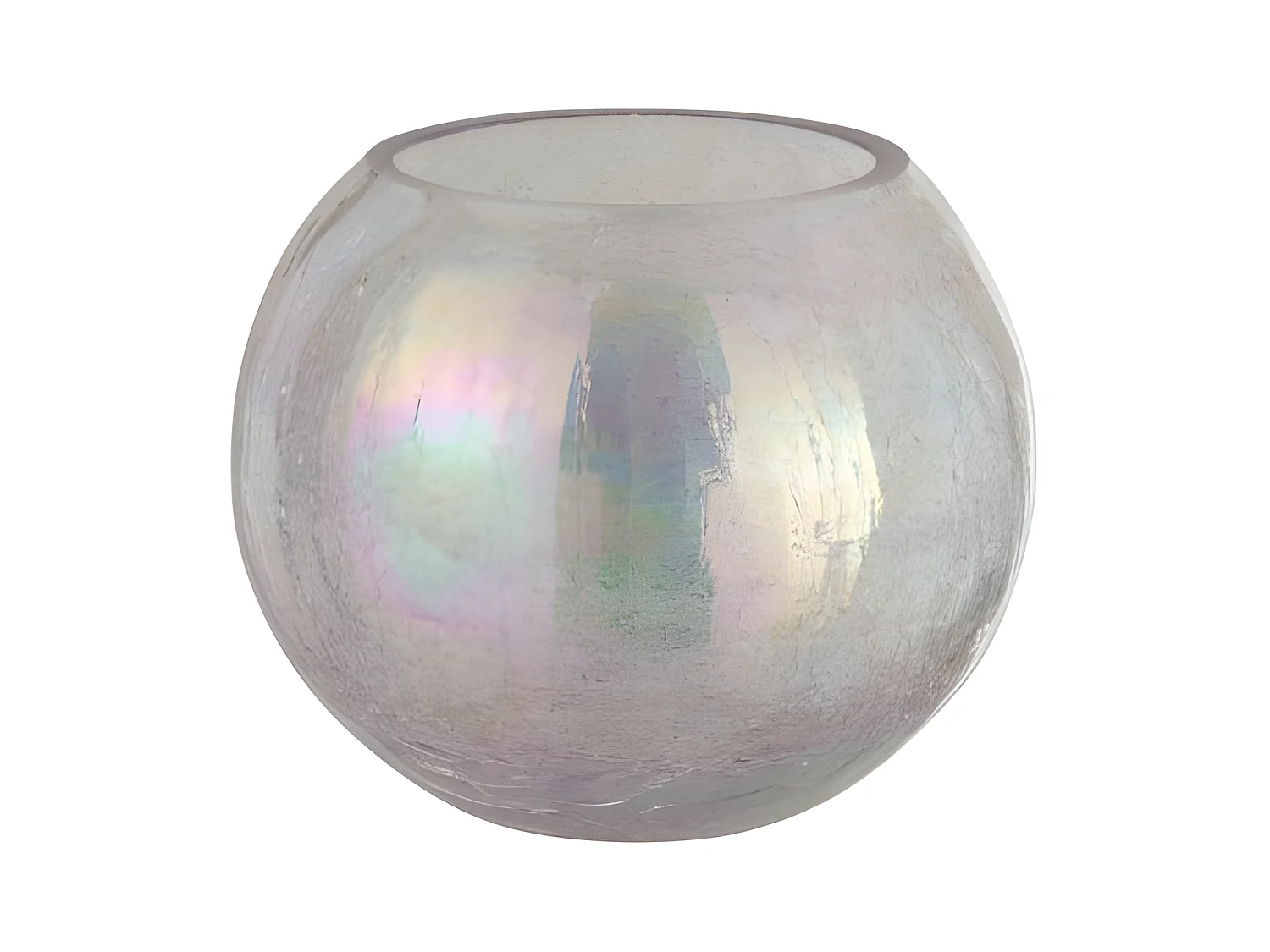Photophore en Verre "Boule Craquelée" 20cm Mauve