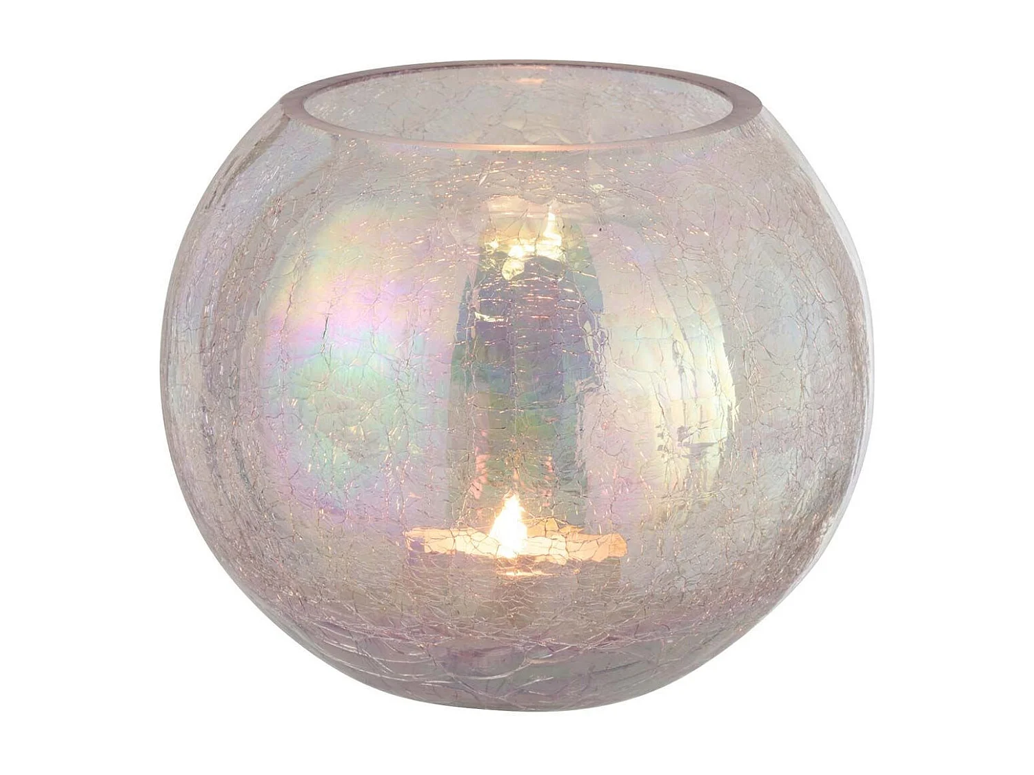 Portavelas de vidrio morado de 20x20x16.5 cm