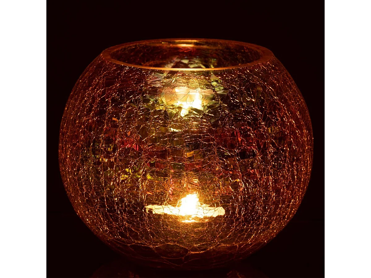 Portavelas de vidrio morado de 20x20x16.5 cm