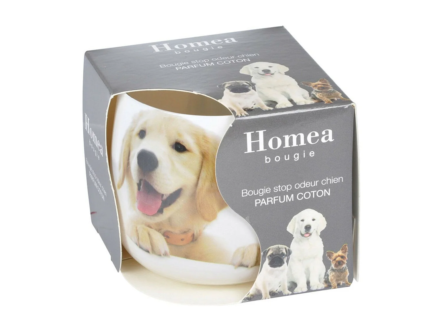 Bougie Anti-Odeurs "Chien" 8cm Blanc