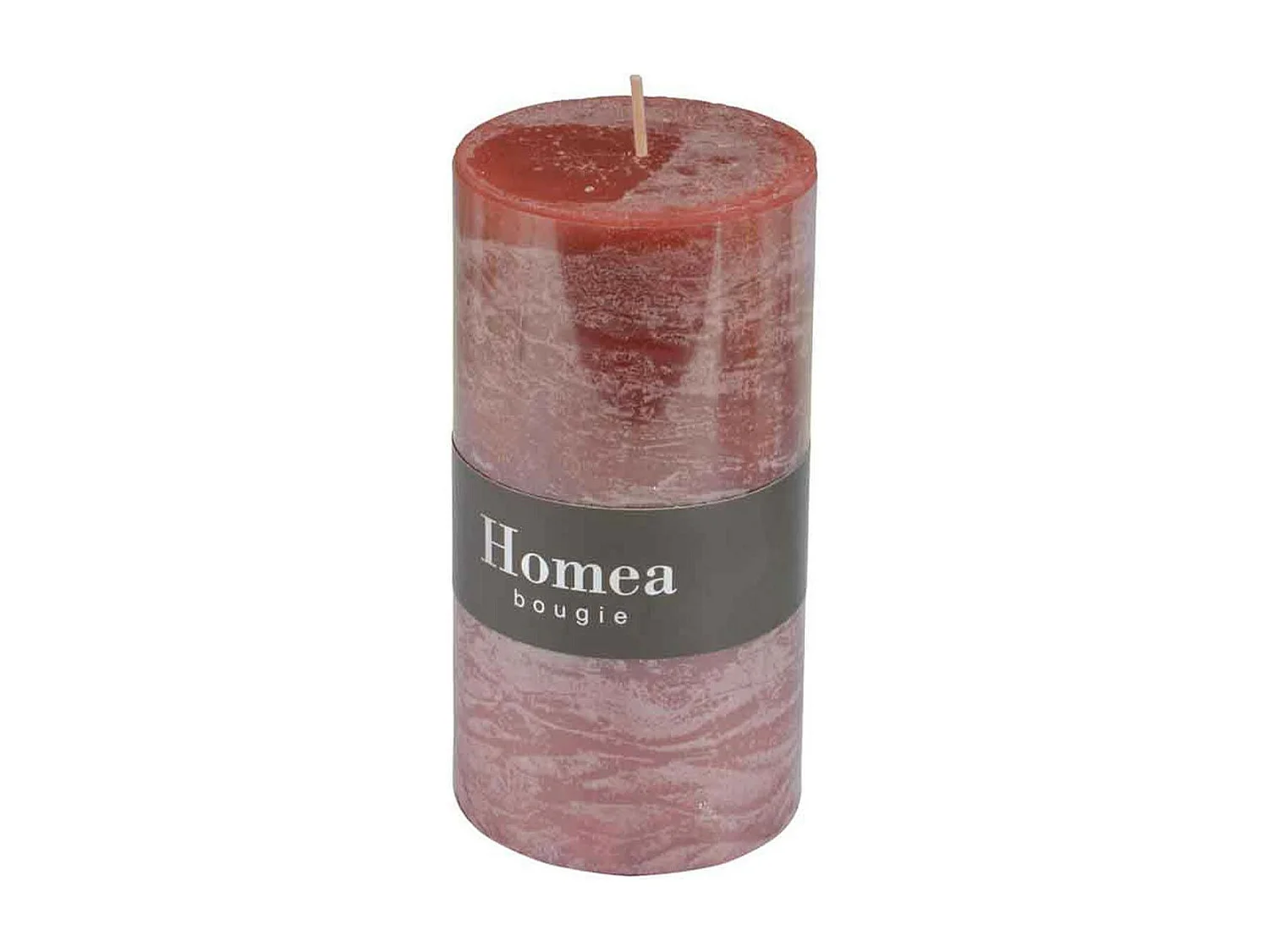 Bougie Pilier Déco "Rustique" 13cm Rose