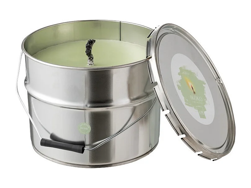 Vela exterior en tarro de pintura de parafina verde 135H