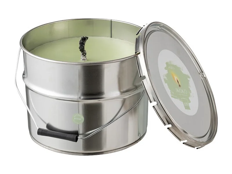 Vela exterior en tarro de pintura de parafina verde 135H