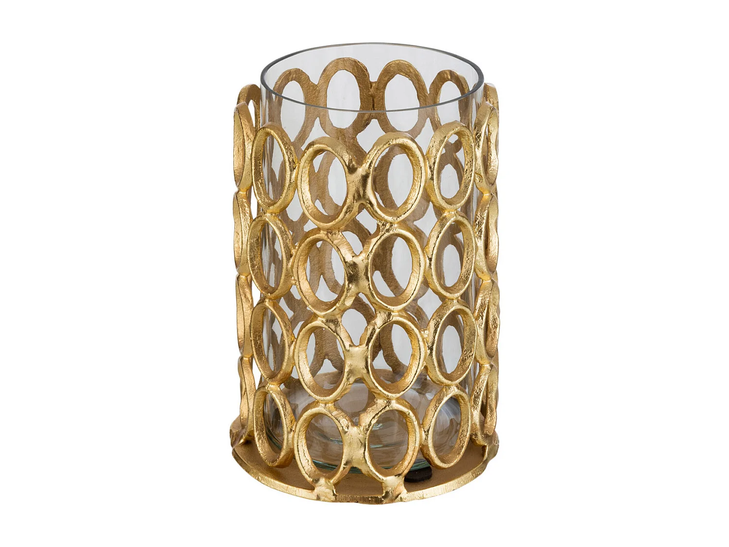 Photophore Rond Cercles "Evano" 22cm Or