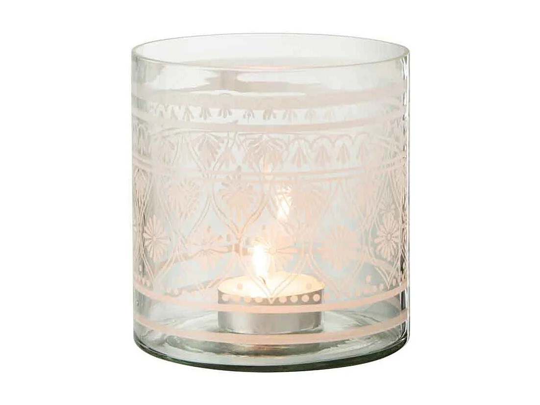 Photophore Design "Verre Motifs" 16cm Transparent