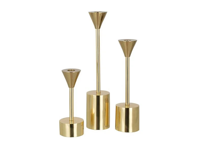 Lot de 3 Chandeliers Design "Emma" 37cm Or