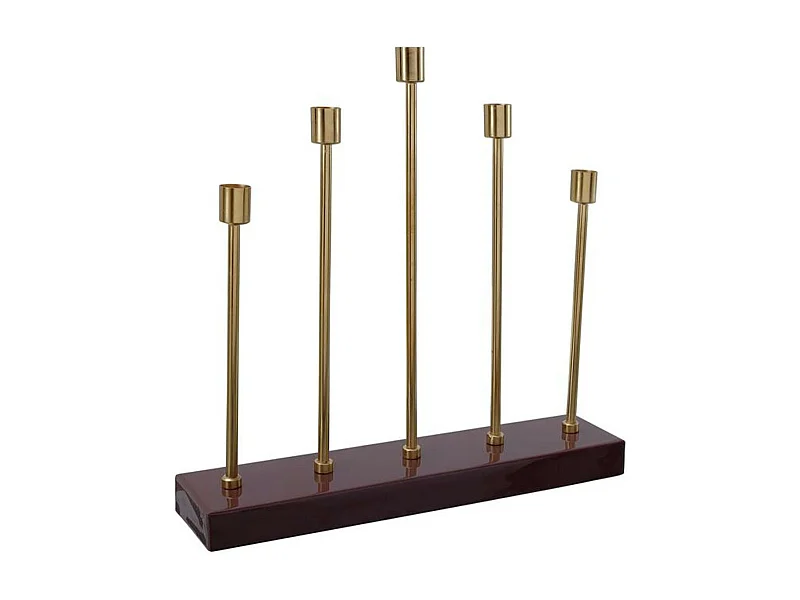 Bougeoir Design en Métal "Limo" 40cm Bordeaux & Or