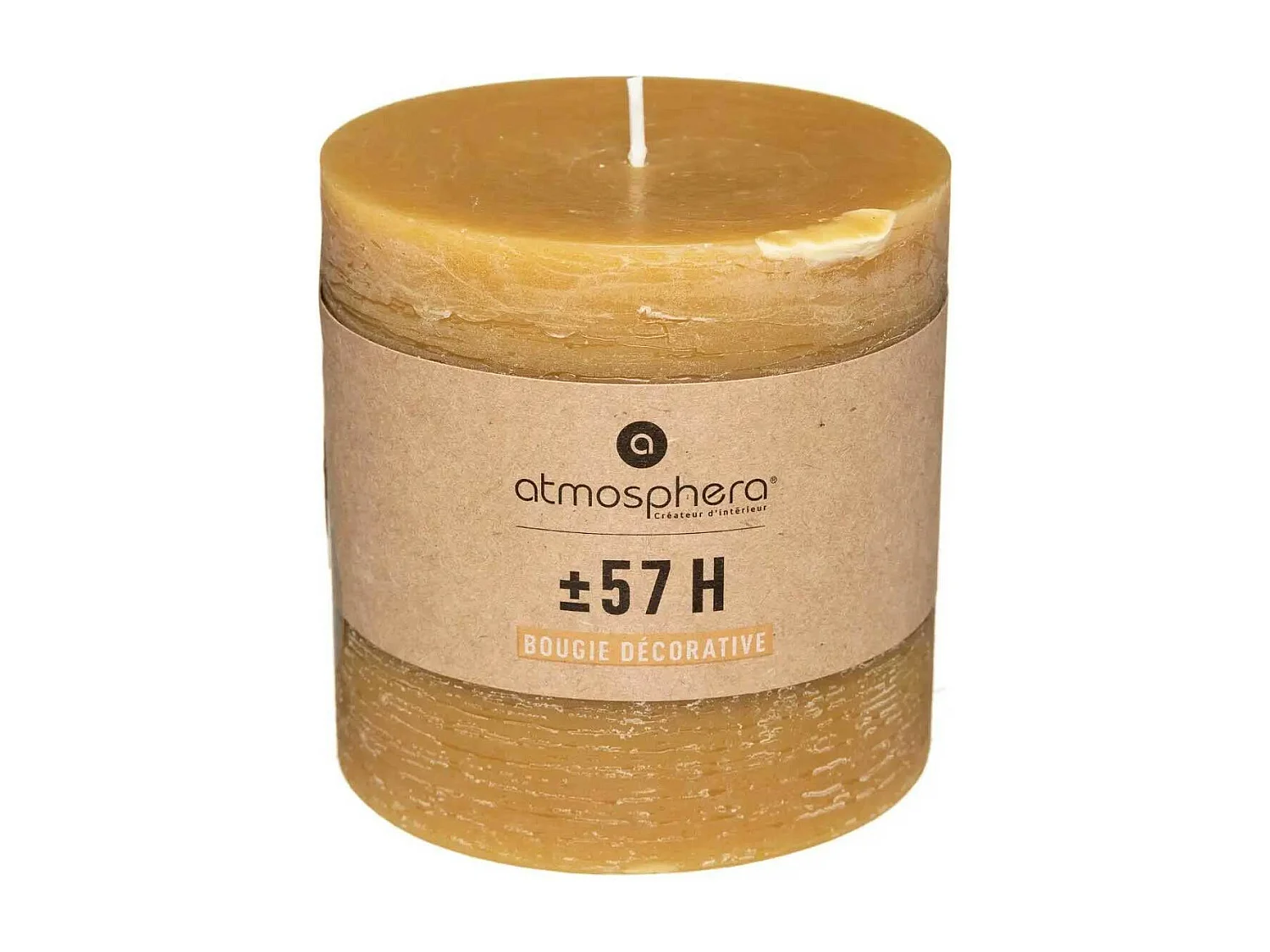 Bougie Cylindrique "Rustic" 10cm Jaune