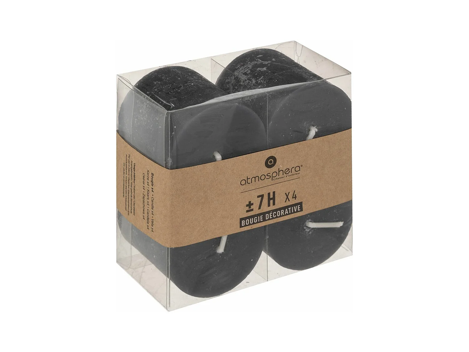 Lot de 4 Bougies Votives "Rustic" 4,5cm Noir