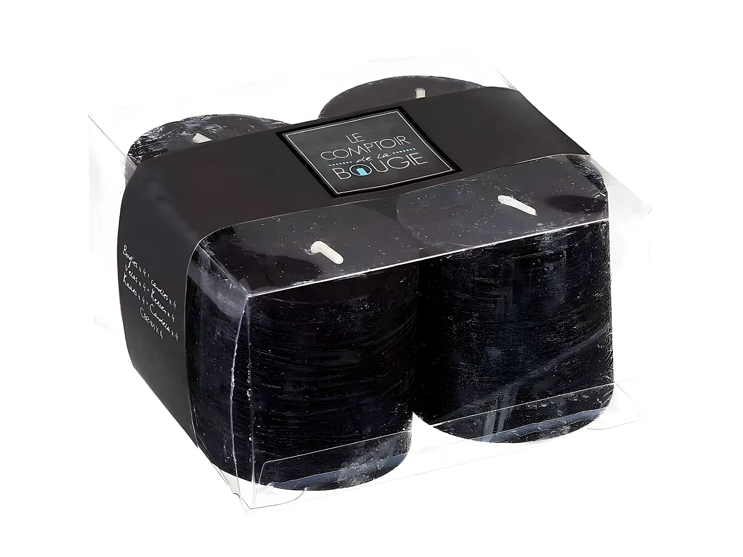 Lot de 4 Bougies Votives "Rustic" 4,5cm Noir