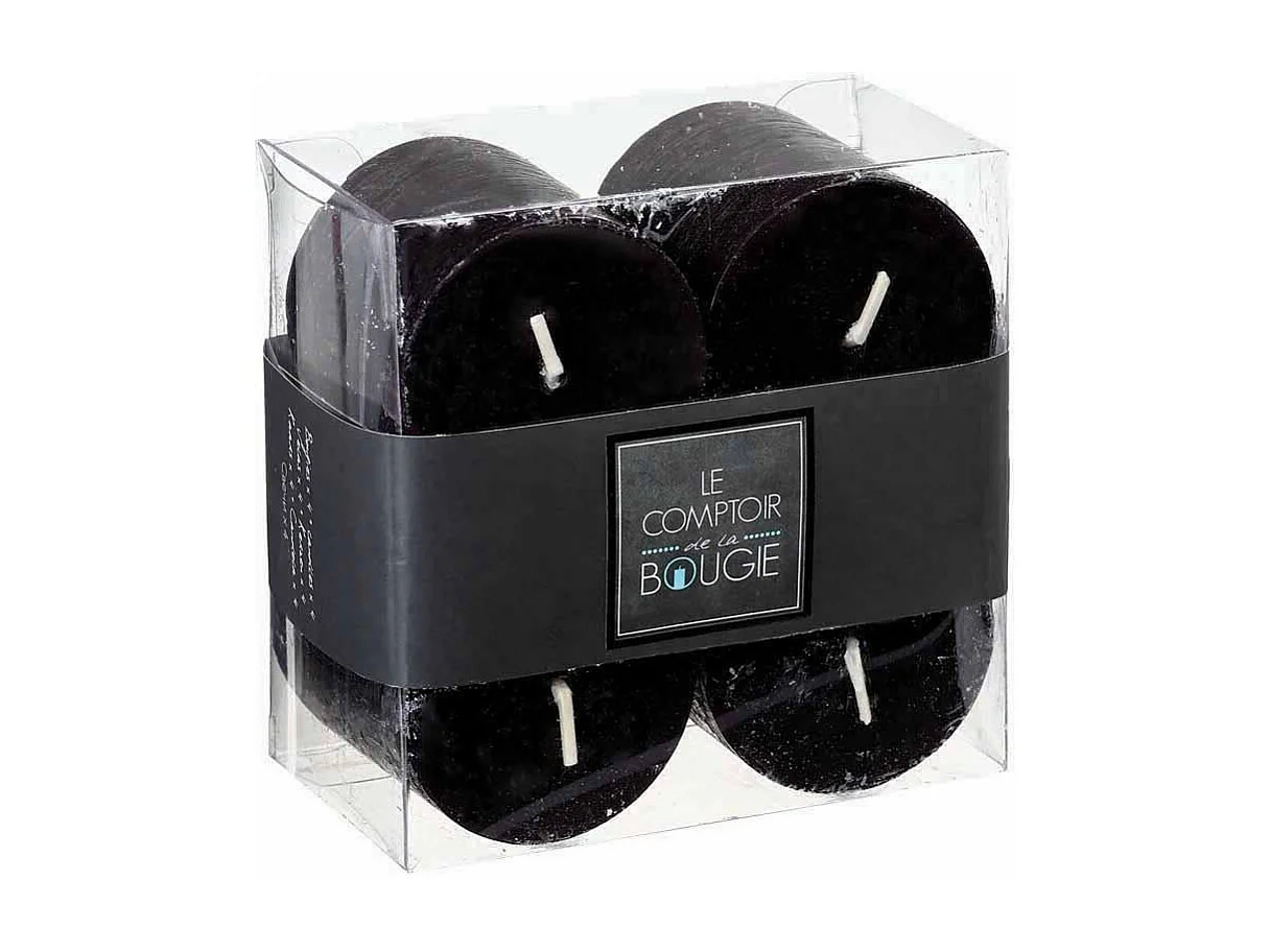 Lot de 4 Bougies Votives "Rustic" 4,5cm Noir
