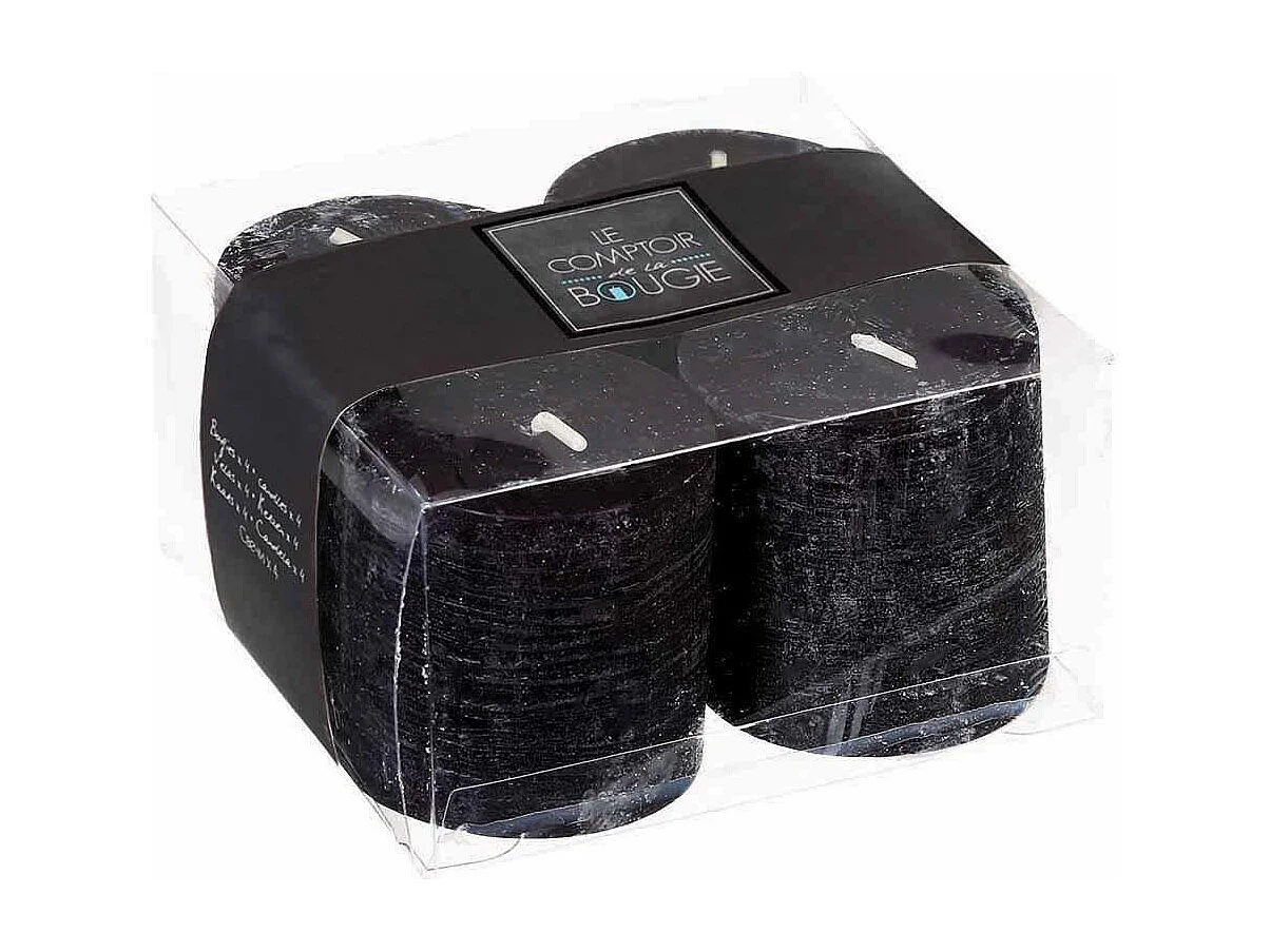 Lot de 4 Bougies Votives "Rustic" 4,5cm Noir