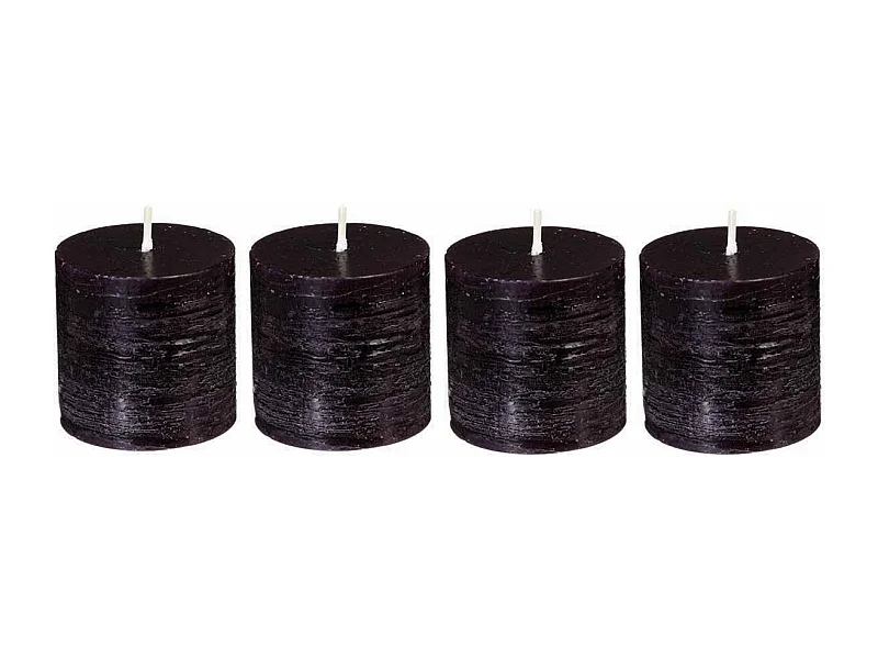 Lot de 4 Bougies Votives "Rustic" 4,5cm Noir