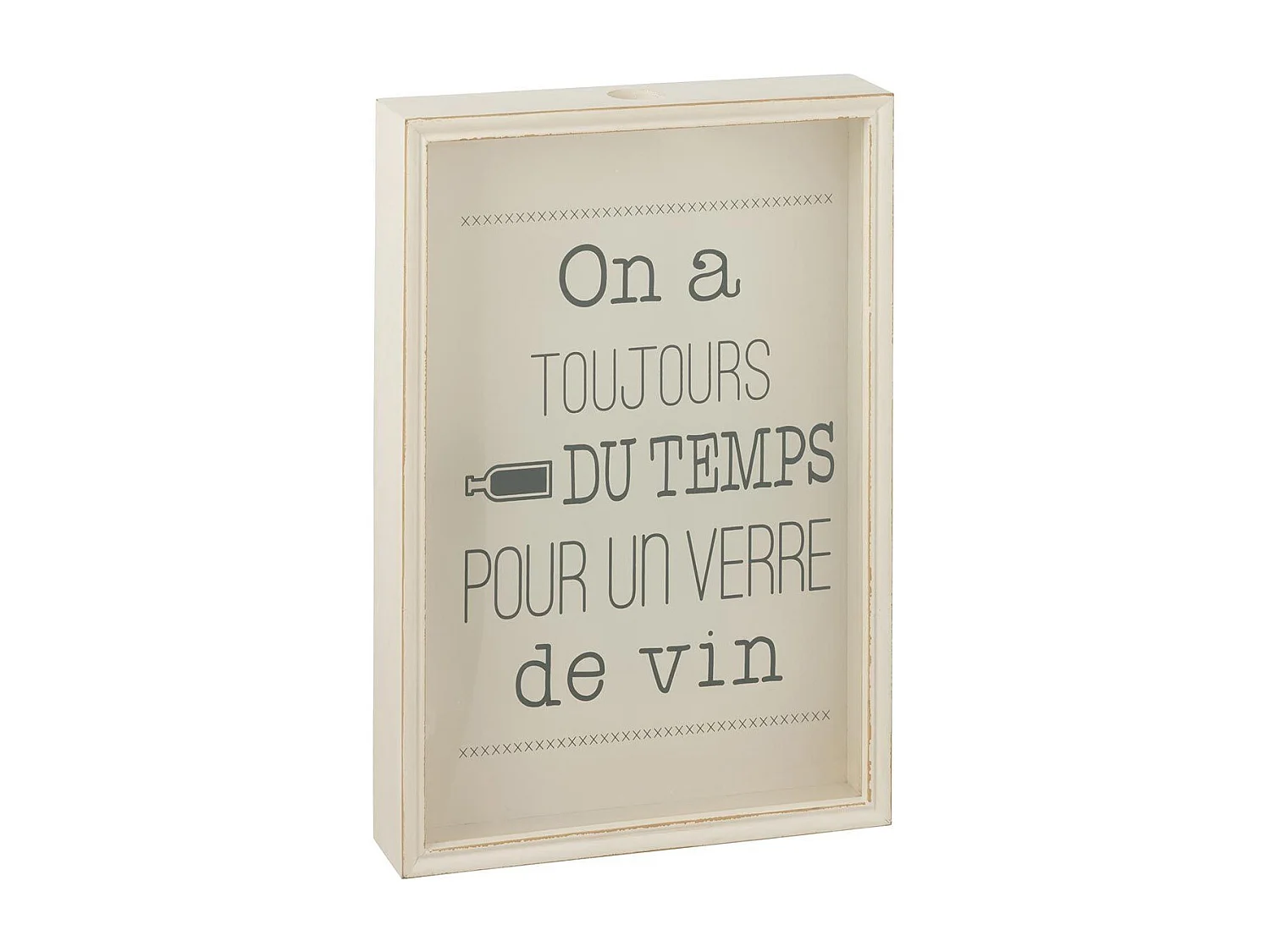 Cadre Déco Bouchon "Verre de Vin" 50cm Ivoire