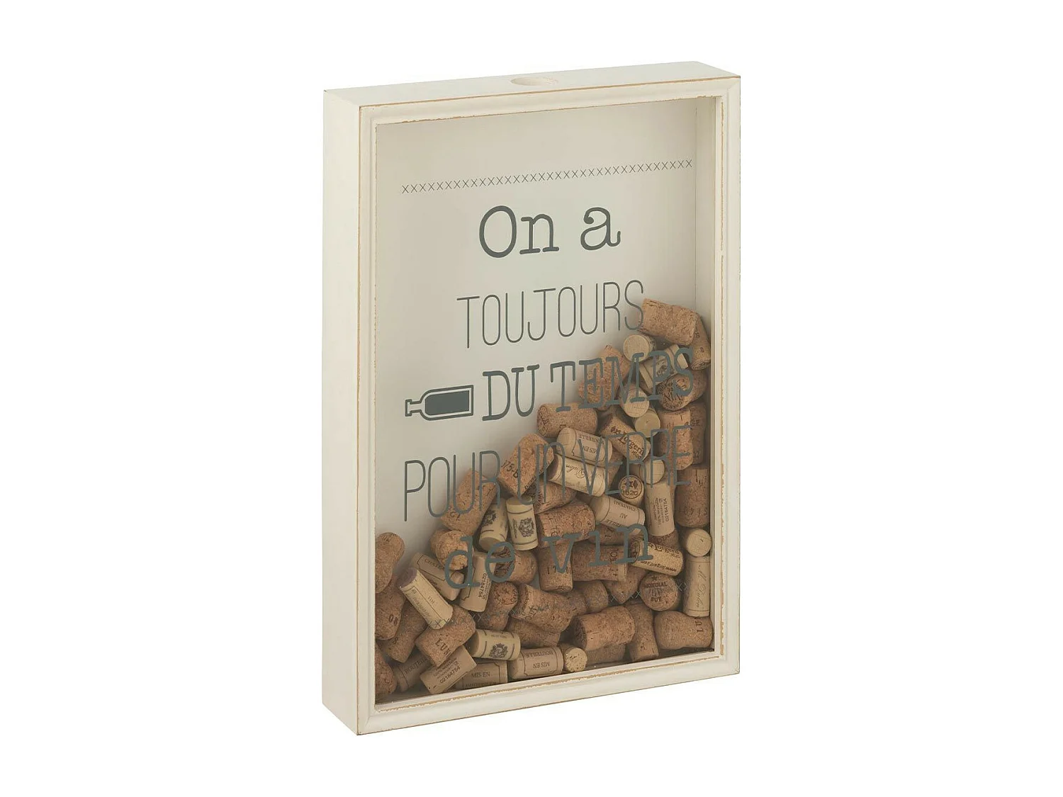 Cadre Déco Bouchon "Verre de Vin" 50cm Ivoire