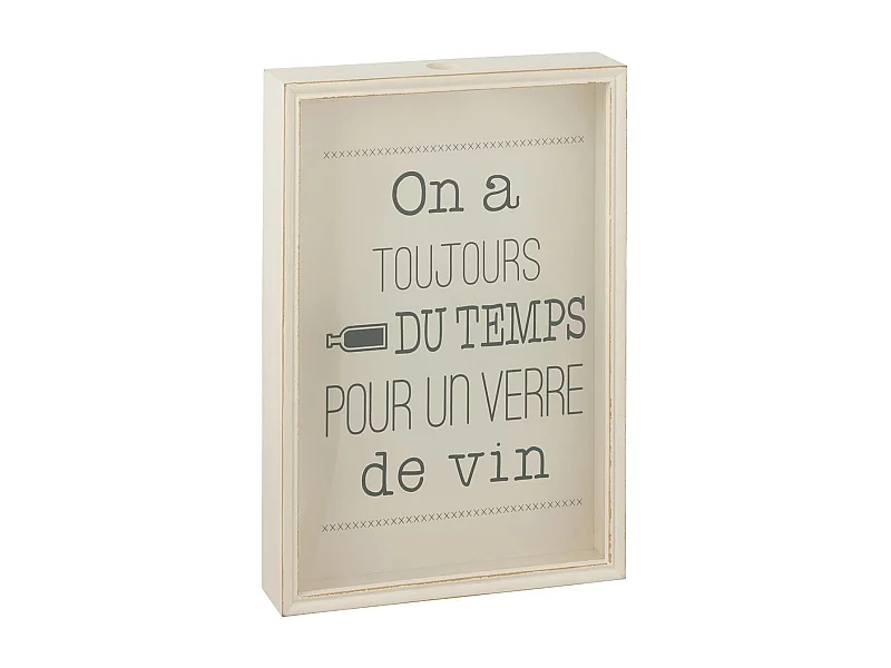 Cadre Déco Bouchon "Verre de Vin" 50cm Ivoire