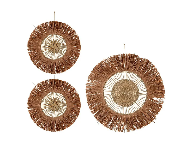 Lot de 3 Décorations Murales "Saffron" 45cm Marron