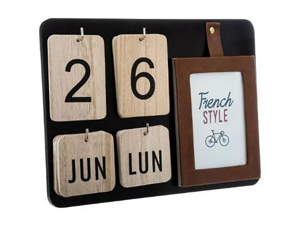 Cadre Décoratif "Calendrier" 30cm Naturel & Noir
