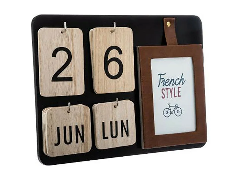 Cadre Décoratif "Calendrier" 30cm Naturel & Noir