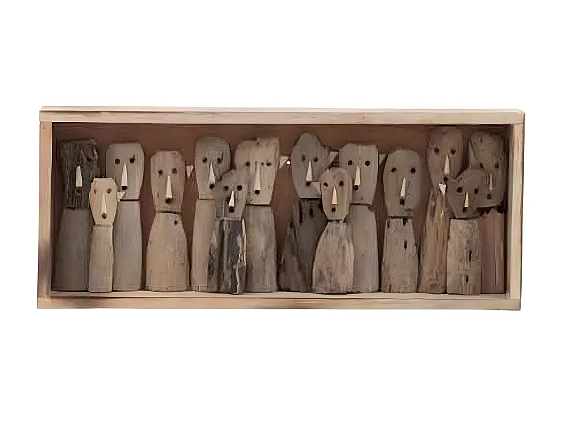 Décoration Murale "Famille Masques" 55cm Beige