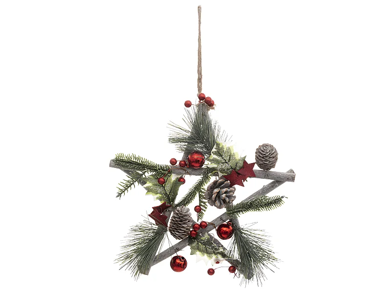 Décoration Murale Étoile "Soir" 30cm Naturel & Vert