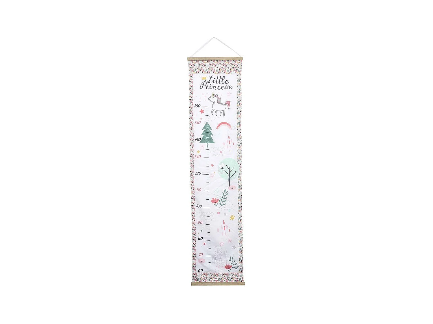 Toise à Motifs "Little Princesse" 146cm Blanc & Rose