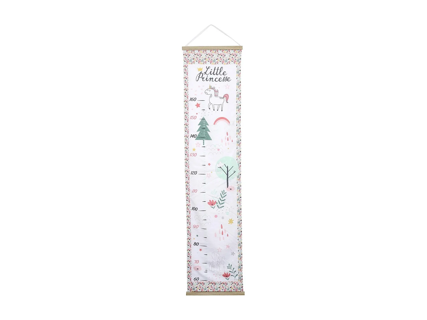 Toise à Motifs "Little Princesse" 146cm Blanc & Rose