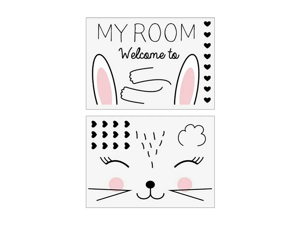 Lot de 2 Stickers Kids "Lapin" 50x70cm Noir