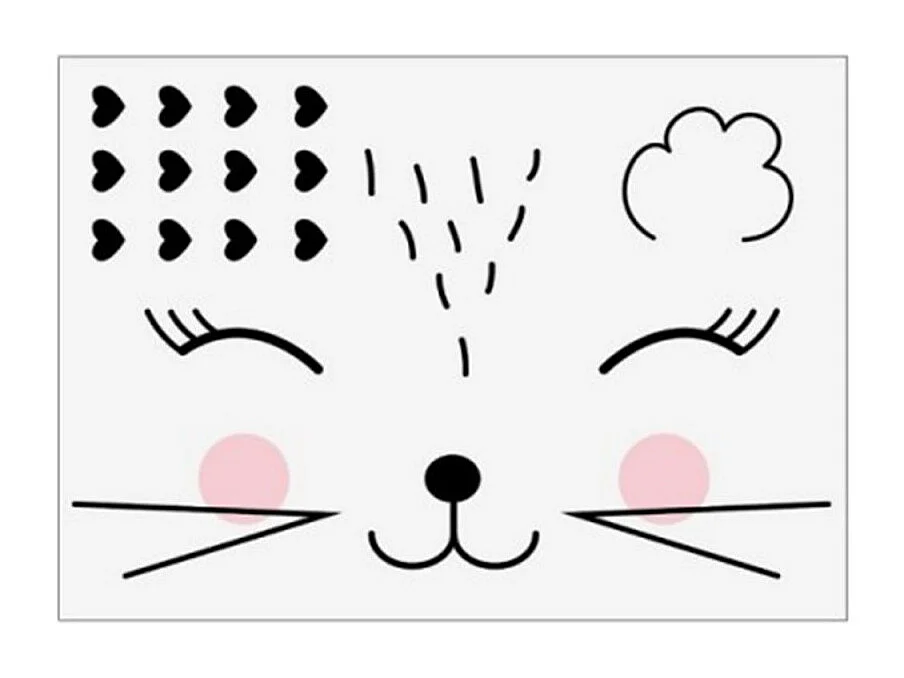 Lot de 2 Stickers Kids "Lapin" 50x70cm Noir