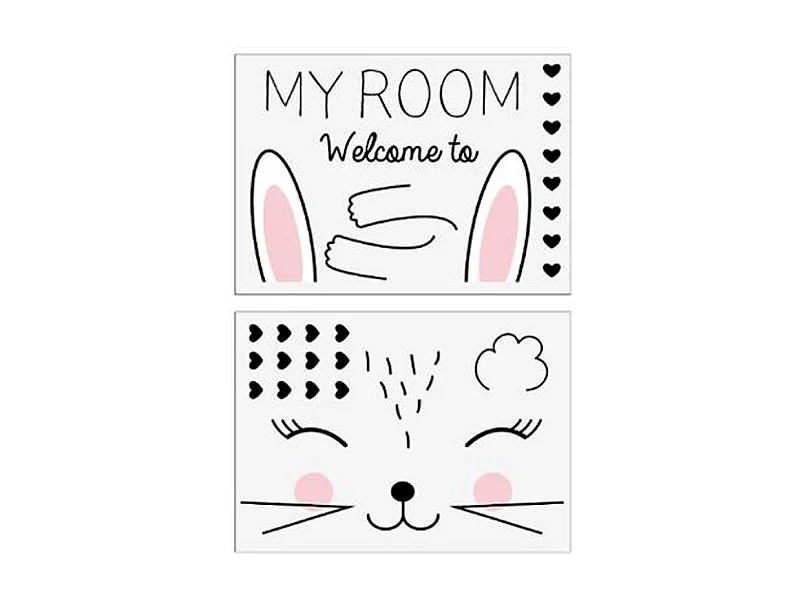 Lot de 2 Stickers Kids "Lapin" 50x70cm Noir