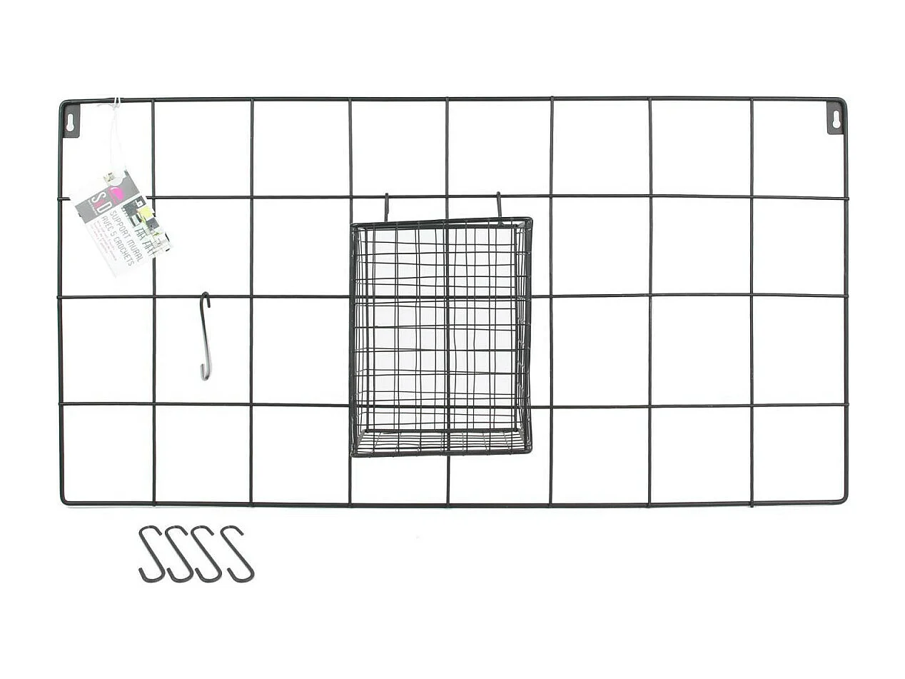 Support Mural 5 Crochets Design "Filaire" 60cm Noir