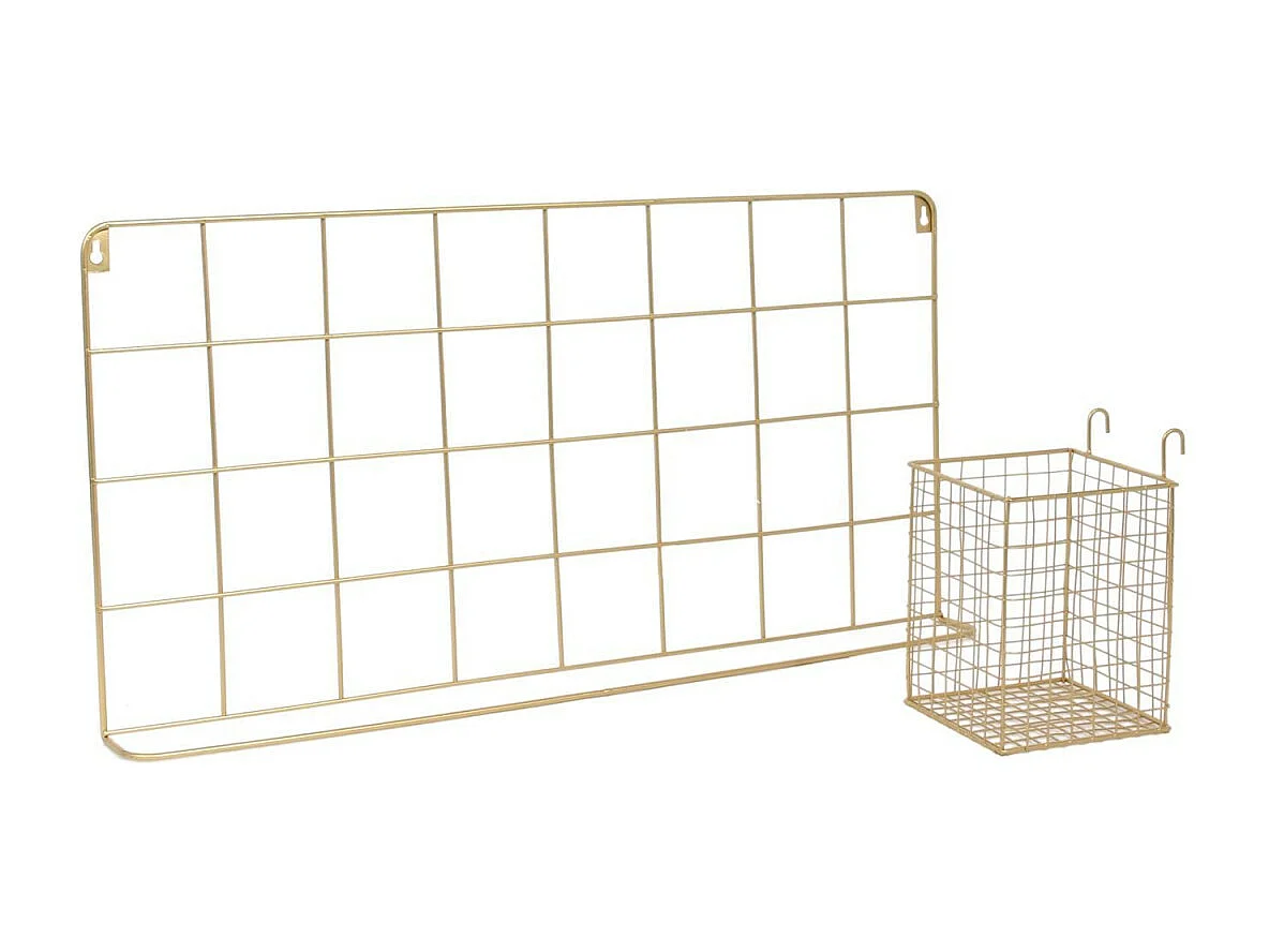 Support Mural 5 Crochets Design "Filaire" 60cm Or