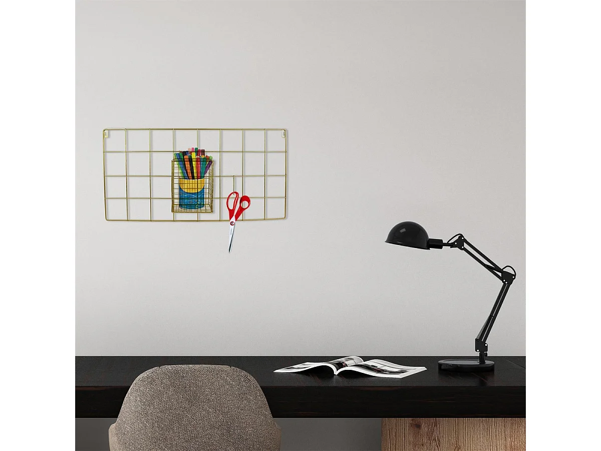 Support Mural 5 Crochets Design "Filaire" 60cm Or