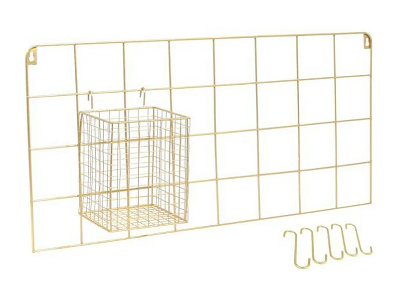 Support Mural 5 Crochets Design "Filaire" 60cm Or