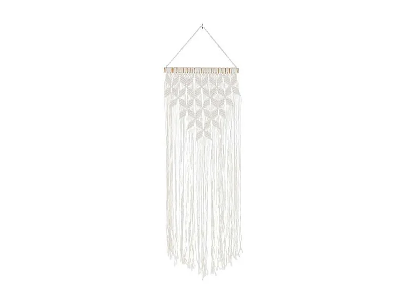 Décoration Murale "Macramé Long" 95cm Blanc