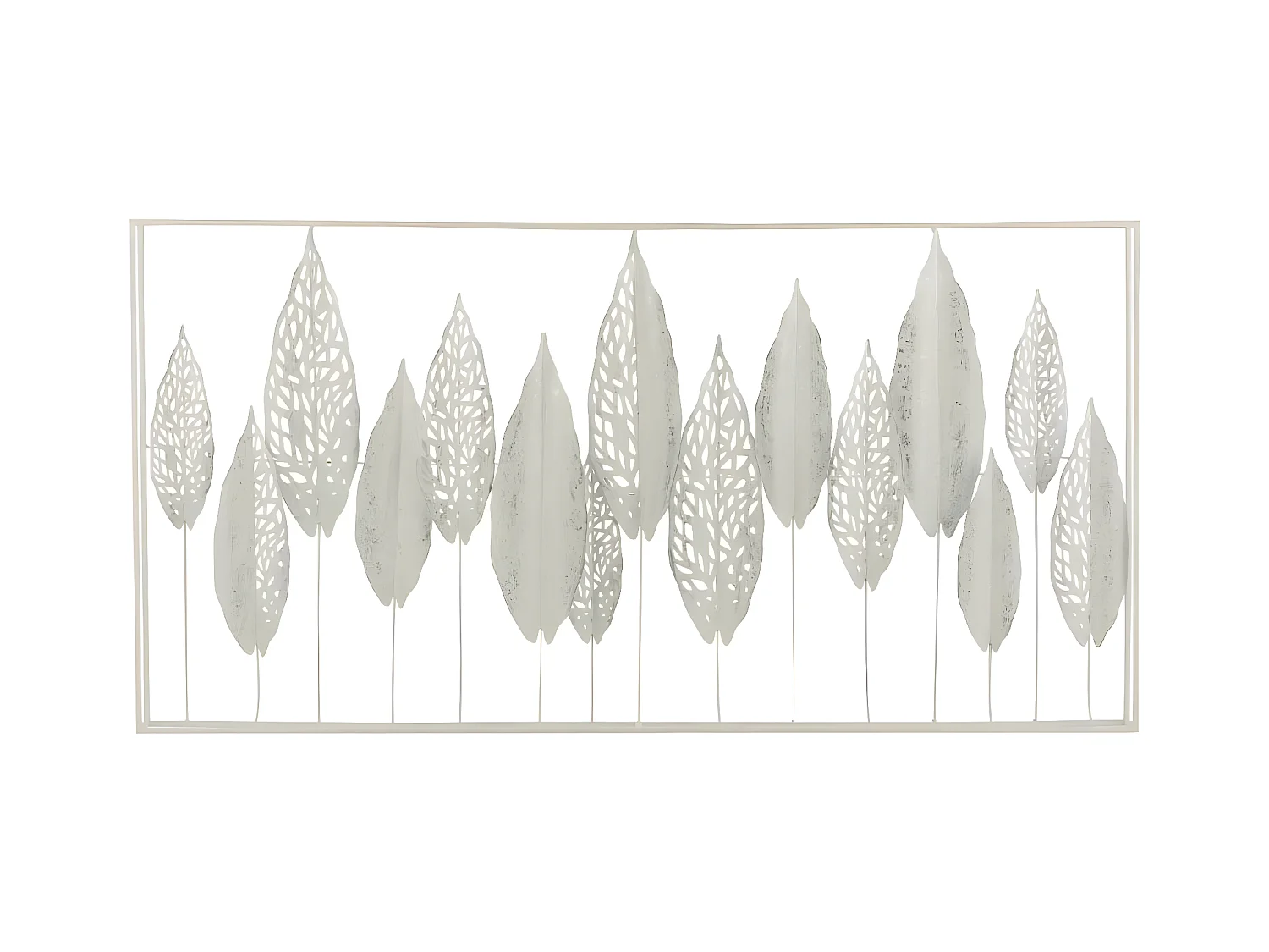 Décoration Murale en Métal "Feuilles" 135cm Blanc
