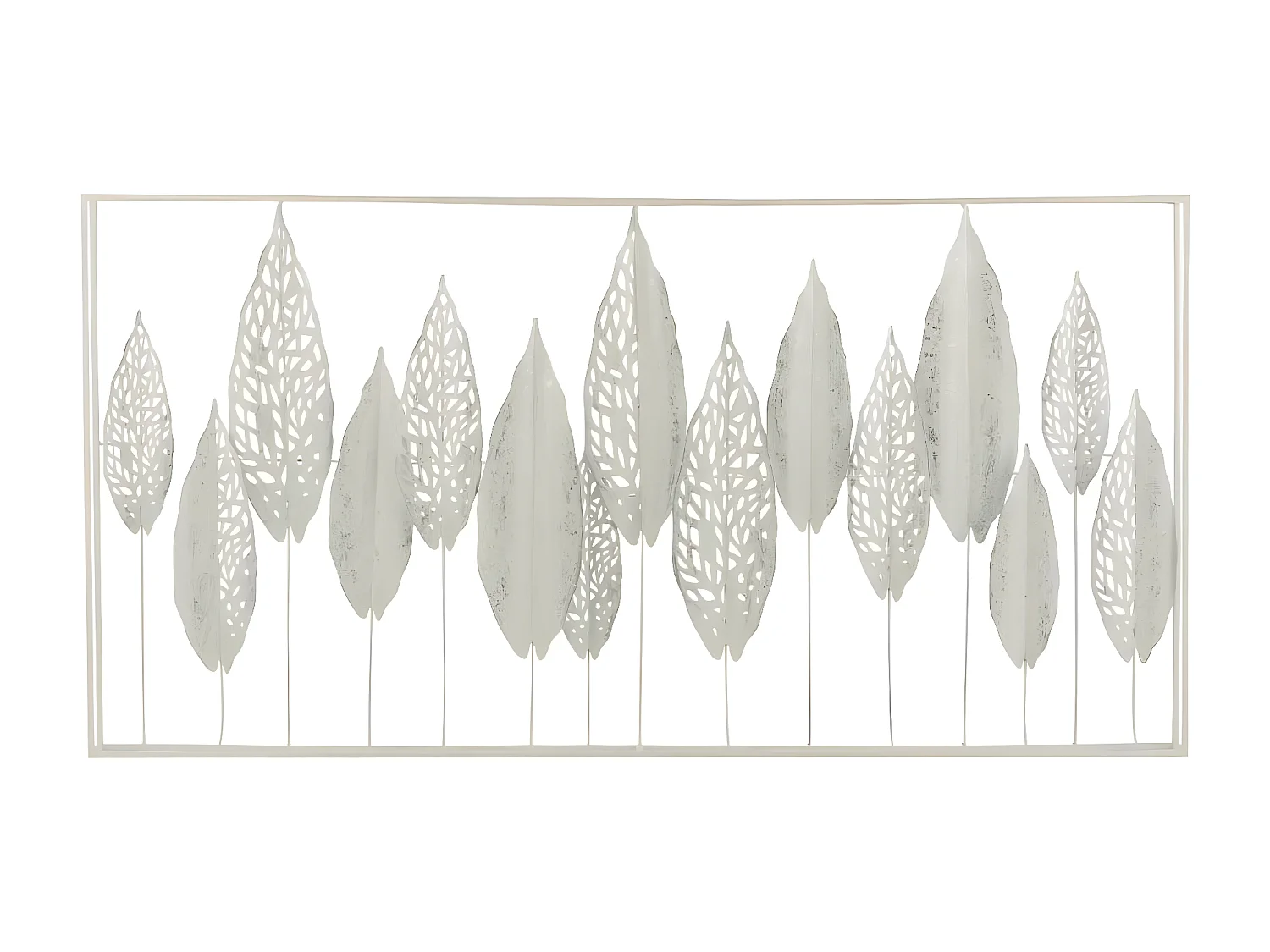 Décoration Murale en Métal "Feuilles" 135cm Blanc