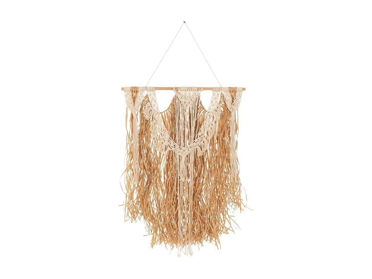 Décoration Murale "Macramé & Raphia" 127cm Écru