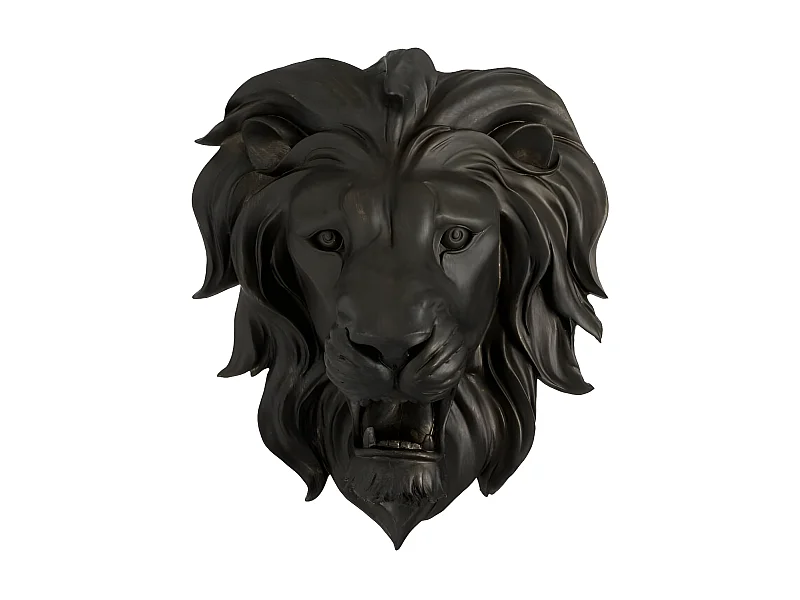 Décoration Murale "Tête de Lion" 48cm Noir