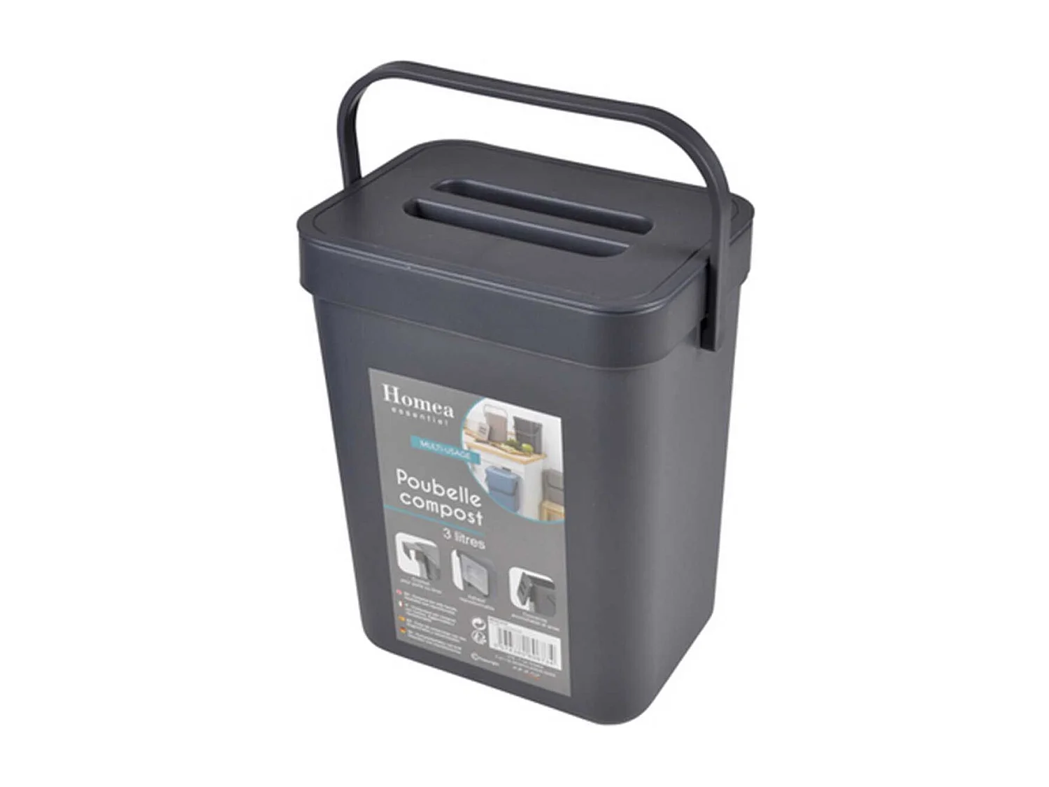 Poubelle de Compost Accrochable "Merle" 3L Anthracite