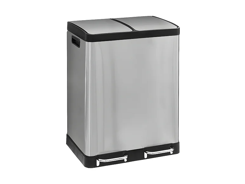 Poubelle de Tri 2 Bacs en Inox "Ariane" 30L Argent