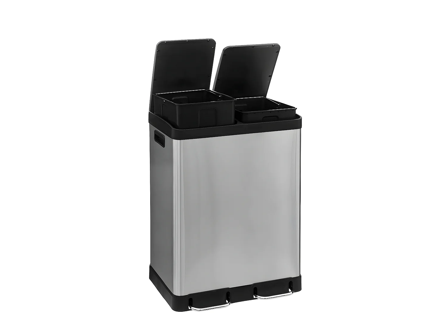 Poubelle de Tri 2 Bacs en Inox "Ariane" 30L Argent
