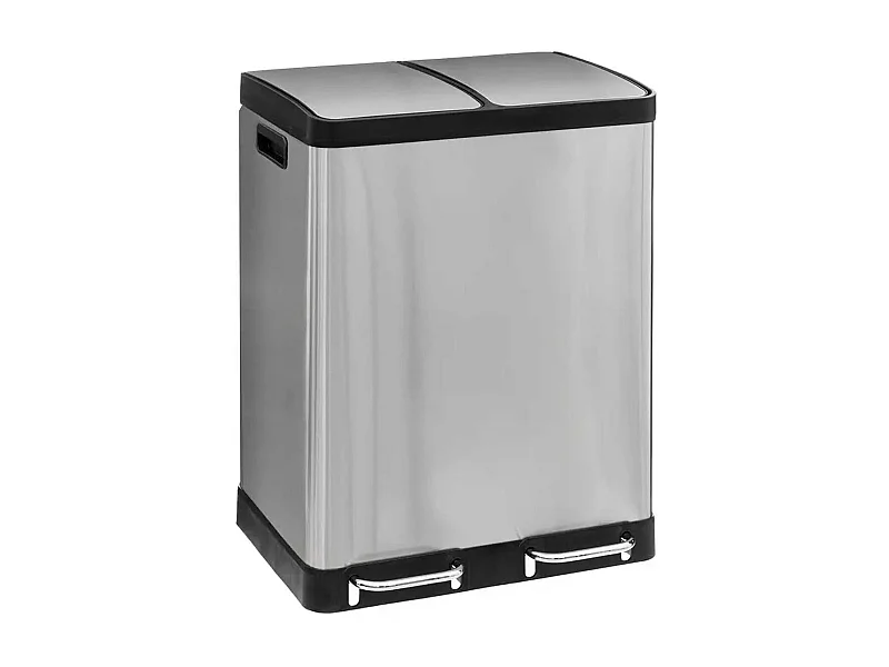 Poubelle de Tri 2 Bacs en Inox "Ariane" 30L Argent
