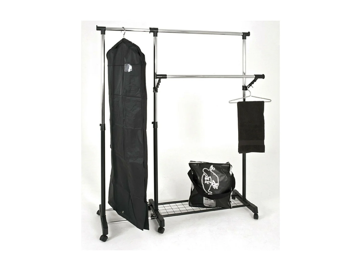 Portant à Vêtements "2 Tringles" 170cm Noir