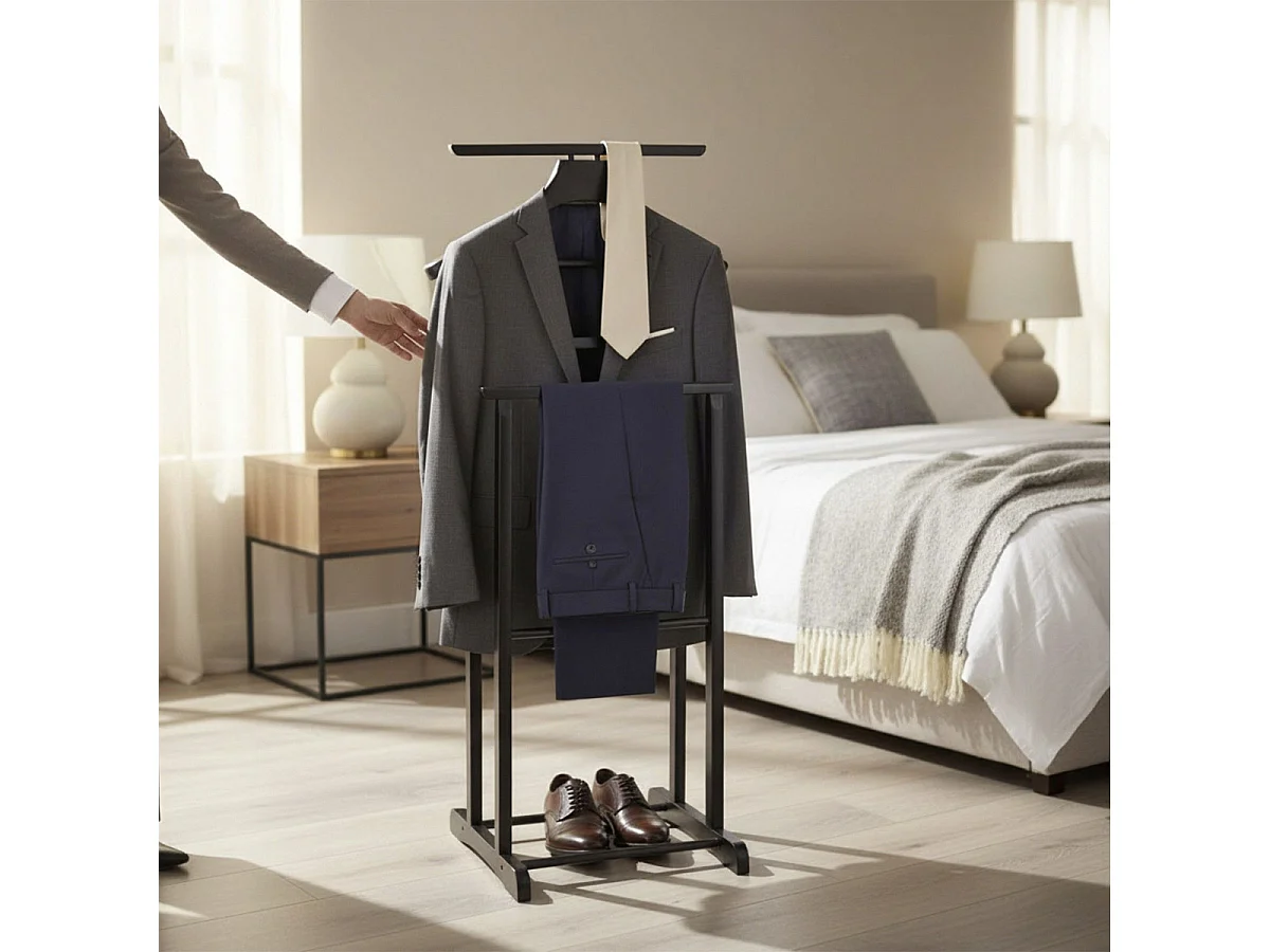 Valet de Chambre en Bois "Veoh" 102cm Noir