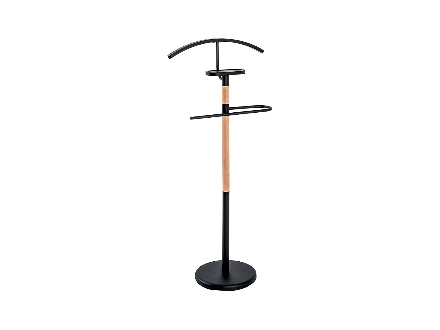 Valet en bois de hêtre et en métal noir - H112 cm