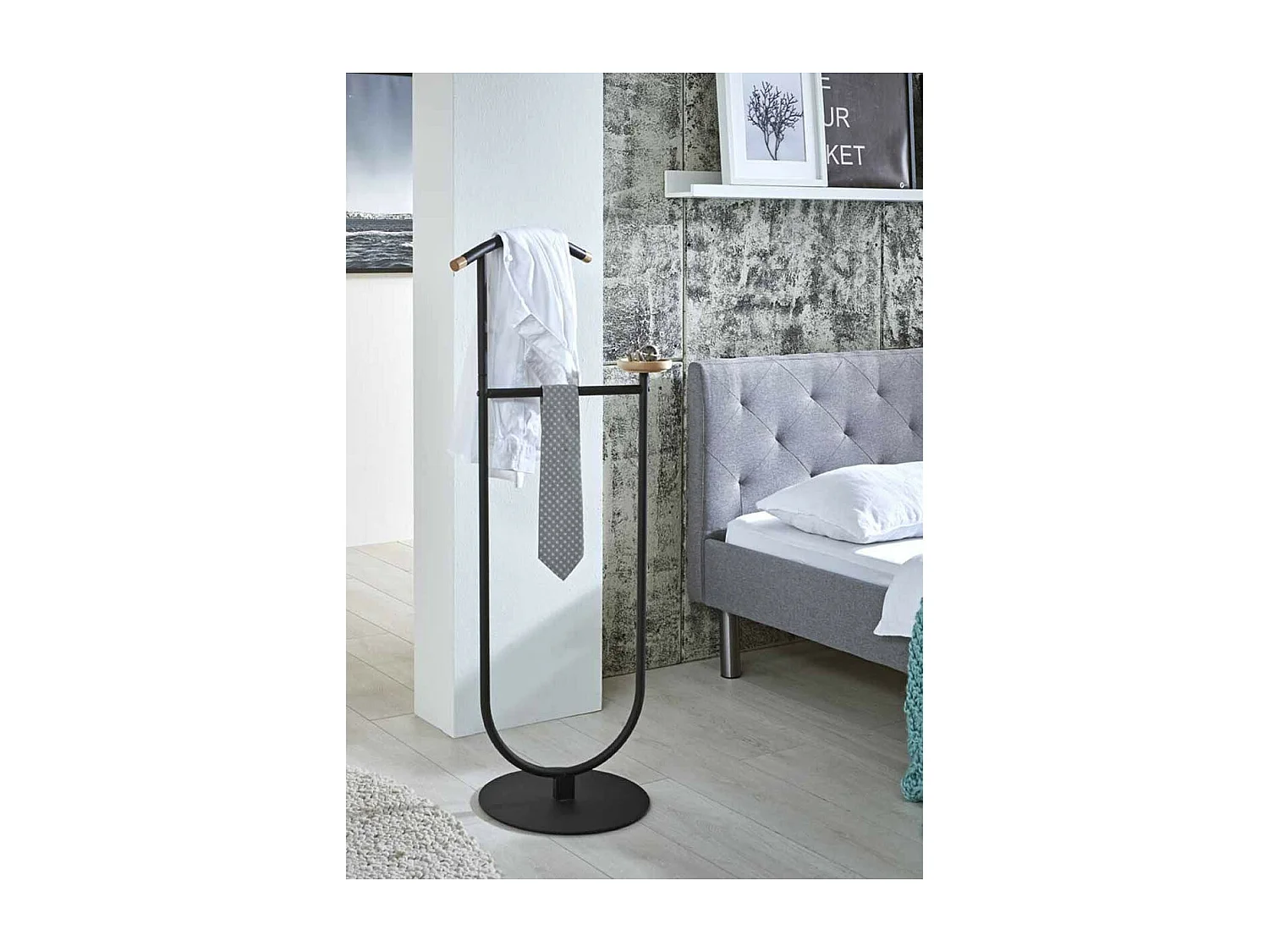 Valet de Chambre Design "Malia" 115cm Noir & Naturel