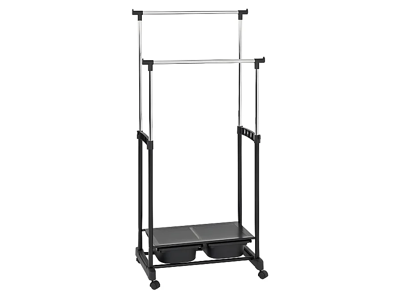 Portant à Vêtements "2 Tringles" 160cm Noir & Chromé